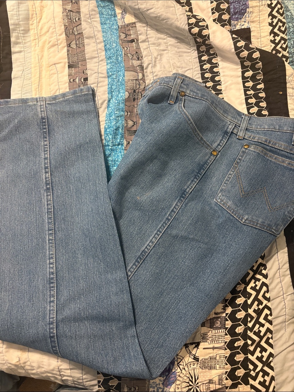 Starched and pressed Wrangler Men's Light Blue Cowboy cut Jeans